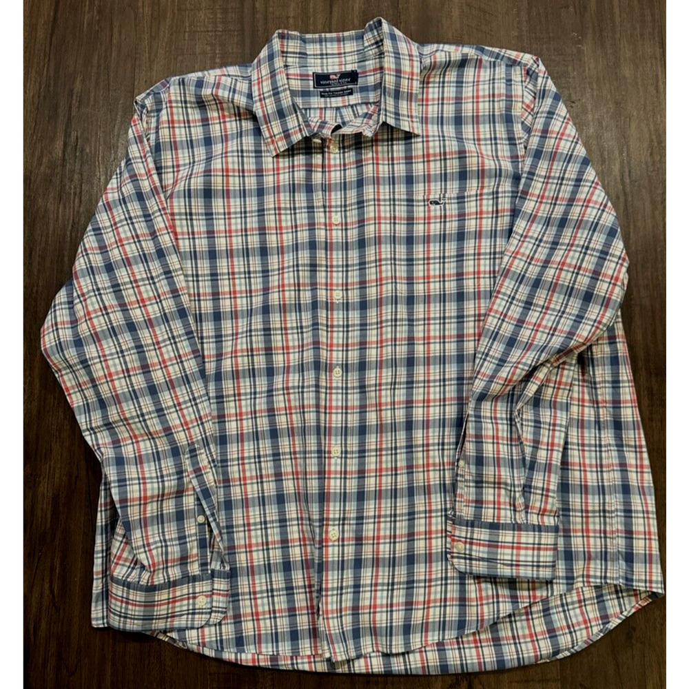 Vineyard Vines Slim Fit TUCKER Shirt Button Down Patriotic Plaid check Men's XXL